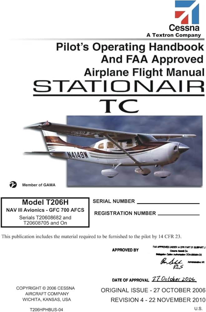 Cessna T206H PILOT'S OPERATING HANDBOOK: Company, Cessna Aircraft